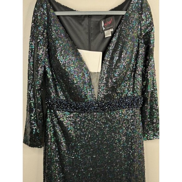 Mac Duggal 67246 Multi-Colored Sequin Beaded Waist Trumpet Gown Size 14W NWT - Picture 5 of 8